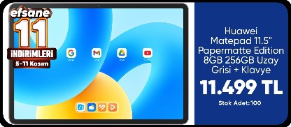 Huawei Matepad 11.5" Papermatte Edition 8GB 256GB Uzay Grisi + Klavye