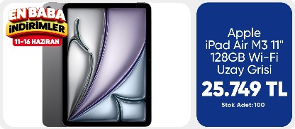 Apple iPad Air M3 11" 128GB Wi-Fi Uzay Grisi MC9W4TU/A