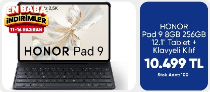 Honor Pad 9 8GB 256GB 12.1" Tablet + Klavyeli Kılıf (Honor Türkiye Garantili)