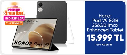 Honor Pad V9 8GB 256GB Imax Enhanced + Kılıf + Kalem