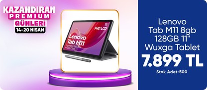 Lenovo Tab M11 8gb 128GB 11" Wuxga Tablet + Kılıf + Kalem ZADA0327TR