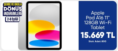 Apple iPad A16 11" 128GB Wi-Fi Tablet Gümüş MD3Y4TU/A