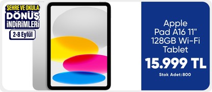 Apple iPad A16 11" 128GB Wi-Fi Tablet Gümüş MD3Y4TU/A