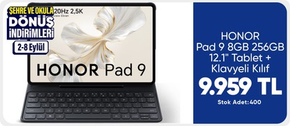 Honor Pad 9 8GB 256GB 12.1" Tablet + Klavyeli Kılıf (Honor Türkiye Garantili)