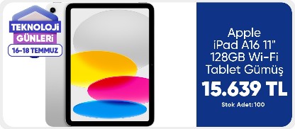Apple iPad A16 11" 128GB Wi-Fi Tablet Gümüş MD3Y4TU/A