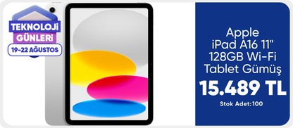 Apple iPad A16 11" 128GB Wi-Fi Tablet Gümüş MD3Y4TU/A