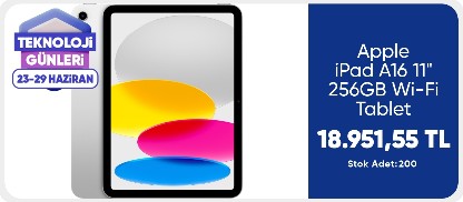 Apple iPad A16 11" 256GB Wi-Fi Tablet Gümüş MD4G4TU/A