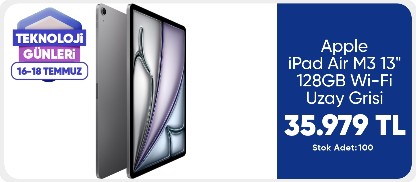 Apple iPad Air M3 13" 128GB Wi-Fi Uzay Grisi MCNH4TU/A