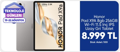 Honor Pad X9A 8gb 256GB Wi-Fi 11.5 Inç IPS Uzay Gri Tablet