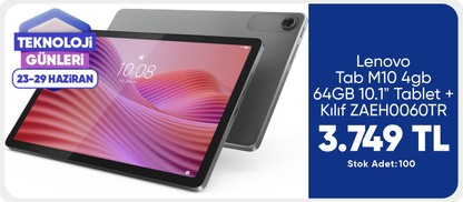 Lenovo Tab M10 4gb 64GB 10.1" Tablet + Kılıf ZAEH0060TR