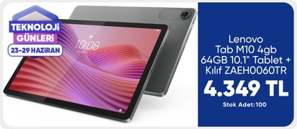 Lenovo Tab M10 4gb 64GB 10.1" Tablet + Kılıf ZAEH0060TR