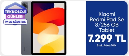 Xiaomi Redmi Pad Se 8/256 GB Tablet (Xiaomi Türkiye Garantili)