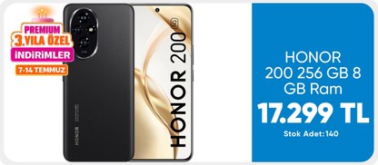 HONOR 200 256 GB 8 GB Ram (Honor Türkiye Garantili) Siyah