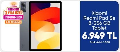 Xiaomi Redmi Pad Se 8/256 GB Tablet (Xiaomi Türkiye Garantili)