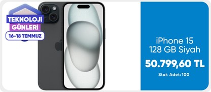 iPhone 15 128 GB siyah