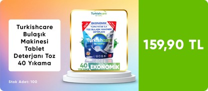 Turkishcare Ekonomik Hepsi Bir Arada Bulaşık Makinesi Tablet Deterjanı Toz 40 Yıkama 99,90 TL!