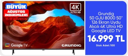 Grundig 50 GJU 8000 50" 126 Ekran Uydu Alıcılı 4K Ultra HD Smart LED TV