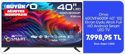 Onvo 40OVF6000F 40" 102 Ekran Uydu Alıcılı Full HD Android Smart LED TV