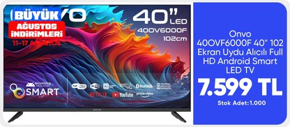 Onvo 40OVF6000F 40" 102 Ekran Uydu Alıcılı Full HD Android Smart LED TV