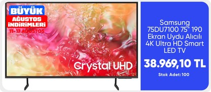 Samsung 75DU7100 75" 190 Ekran Uydu Alıcılı 4K Ultra Hd Smart LED TV