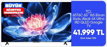 TCL 65T6C  65" 165 Ekran Uydu Alıcılı 4K Ultra HD QLED Google TV