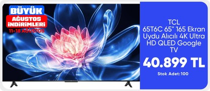 TCL 65T6C  65" 165 Ekran Uydu Alıcılı 4K Ultra HD QLED Google TV