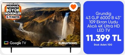 Grundig 43 GJF 6000 B 43'' 109 Ekran Uydu Alıcılı 4K Ultra HD LED TV