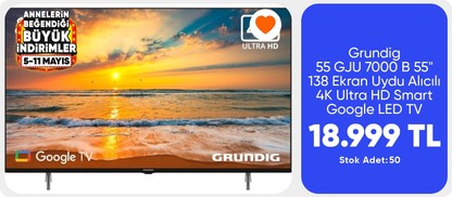 Grundig 55 GJU 7000 B 55" 138 Ekran Uydu Alıcılı 4K Ultra HD Smart Google LED TV