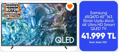 Samsung 65Q67D 65" 163 Ekran Uydu Alıcılı 4K Ultra HD Smart QLED TV