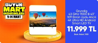 Grundig 43 GHU 7000 B 43" 109 Ekran Uydu Alıcılı 4K Ultra HD Android Smart LED TV
