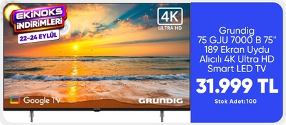 Grundig 75 GJU 7000 B 75" 189 Ekran Uydu Alıcılı 4K Ultra HD Smart LED TV
