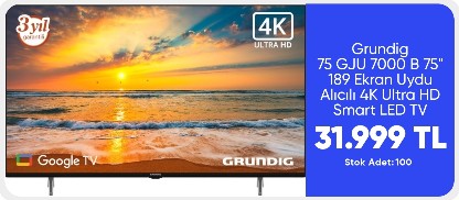 Grundig 75 GJU 7000 B 75" 189 Ekran Uydu Alıcılı 4K Ultra HD Smart LED TV