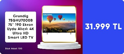 Grundig 75 GHU 7000 B 75" 190 Ekran Uydu Alıcılı 4K Ultra HD Android Smart LED TV