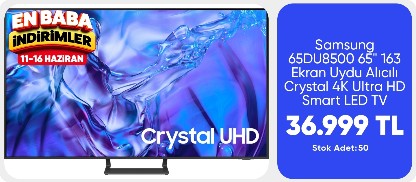 Samsung 65DU8500 65" 163 Ekran Uydu Alıcılı Crystal 4K Ultra HD Smart LED TV