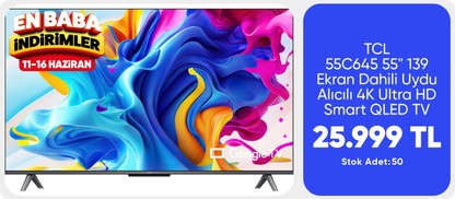 TCL 55C645 55" 139 Ekran Uydu Alıcılı 4K UHD QLED Google TV