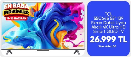 TCL 55C645 55" 139 Ekran Uydu Alıcılı 4K UHD QLED Google TV