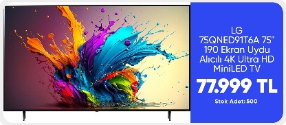 LG 75QNED91T6A 75" 190 Ekran Uydu Alıcılı 4K Ultra HD MiniLED TV