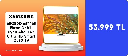 Samsung 65Q80D 65" 165 Ekran Dahili Uydu Alıcılı 4K Ultra HD Smart QLED TV
