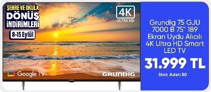 Grundig 75 GJU 7000 B 75" 189 Ekran Uydu Alıcılı 4K Ultra HD Smart LED TV
