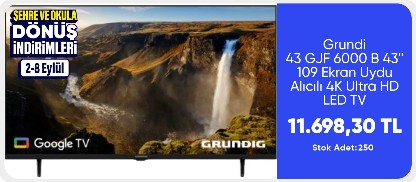 Grundig 43 GJF 6000 B 43'' 109 Ekran Uydu Alıcılı 4K Ultra HD LED TV