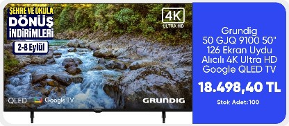 Grundig 50 GJQ 9100 50" 126 Ekran Uydu Alıcılı 4K Ultra HD Google QLED TV