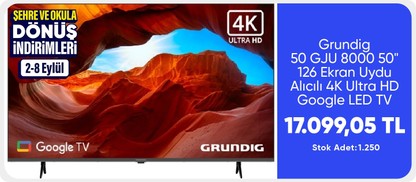 Grundig 50 GJU 8000 50" 126 Ekran Uydu Alıcılı 4K Ultra HD Google LED TV