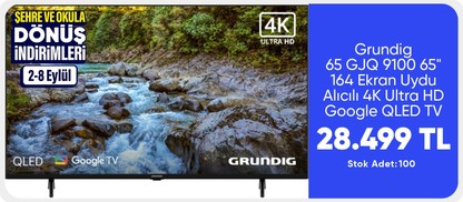 Grundig 65 GJQ 9100 65" 164 Ekran Uydu Alıcılı 4K Ultra HD Google QLED TV