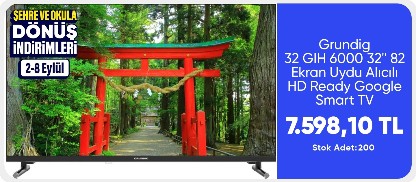 Grundig 32 GIH 6000 32'' 82 Ekran Uydu Alıcılı HD Ready Google Smart TV