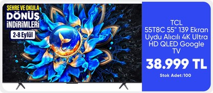 TCL 55T8C  55" 139 Ekran Uydu Alıcılı 4K Ultra HD QLED Google TV