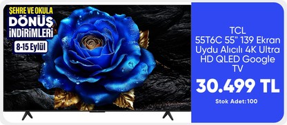 TCL 55T6C  55" 139 Ekran Uydu Alıcılı 4K Ultra HD QLED Google TV