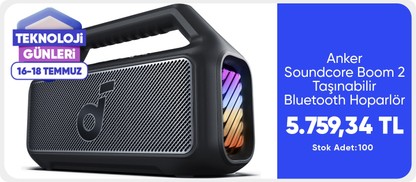 Anker Soundcore Boom 2 Taşınabilir Bluetooth Hoparlör - 80W BassUp™ Teknolojisi - IPX7 - Siyah - A3138