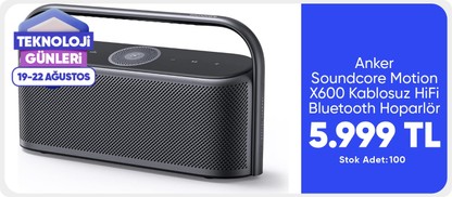 Anker Soundcore Motion X600 Kablosuz HiFi Bluetooth Hoparlör - 50W Stereo Ses - Kutup Grisi - A3130 (Anker Türkiye Garantili)