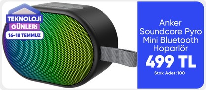 Anker Soundcore Pyro Mini Bluetooth Hoparlör - Çoklu Işık Efektleri - 6W'lık Güçlü Ses - 10 Saat Çalma Süresi - Siyah - A31A0