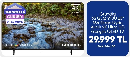Grundig 65 GJQ 9100 65" 164 Ekran Uydu Alıcılı 4K Ultra HD Google QLED TV